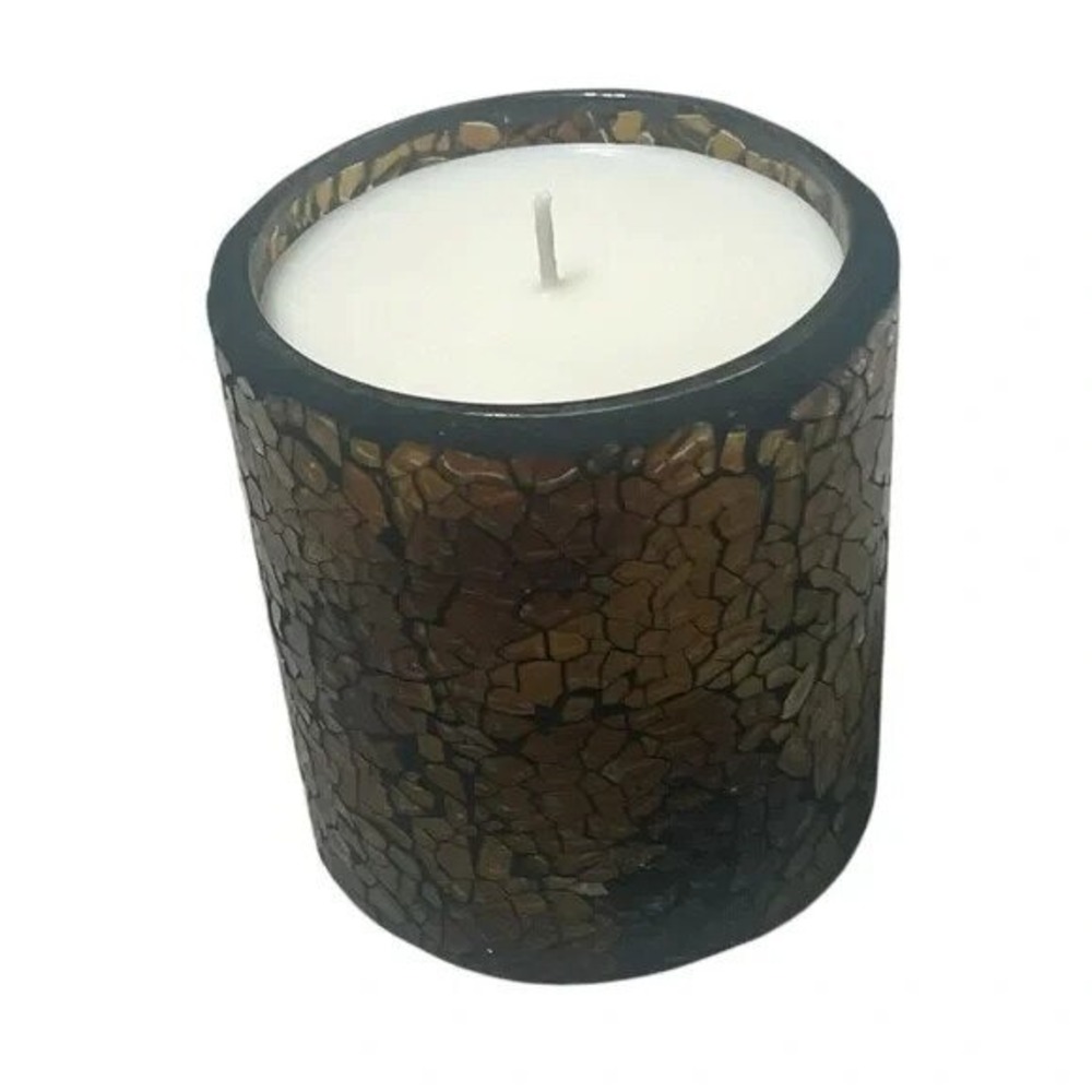 Handmade Apple Cider Scented Mosaic Glass Candle Fall‎ Home Decor Gift D47